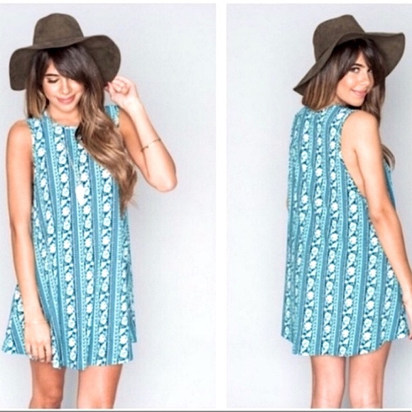 Show Me Your Mumu Garrett Floral Tank Swing Dress Size XS Blue/Green - Picture 1 of 9